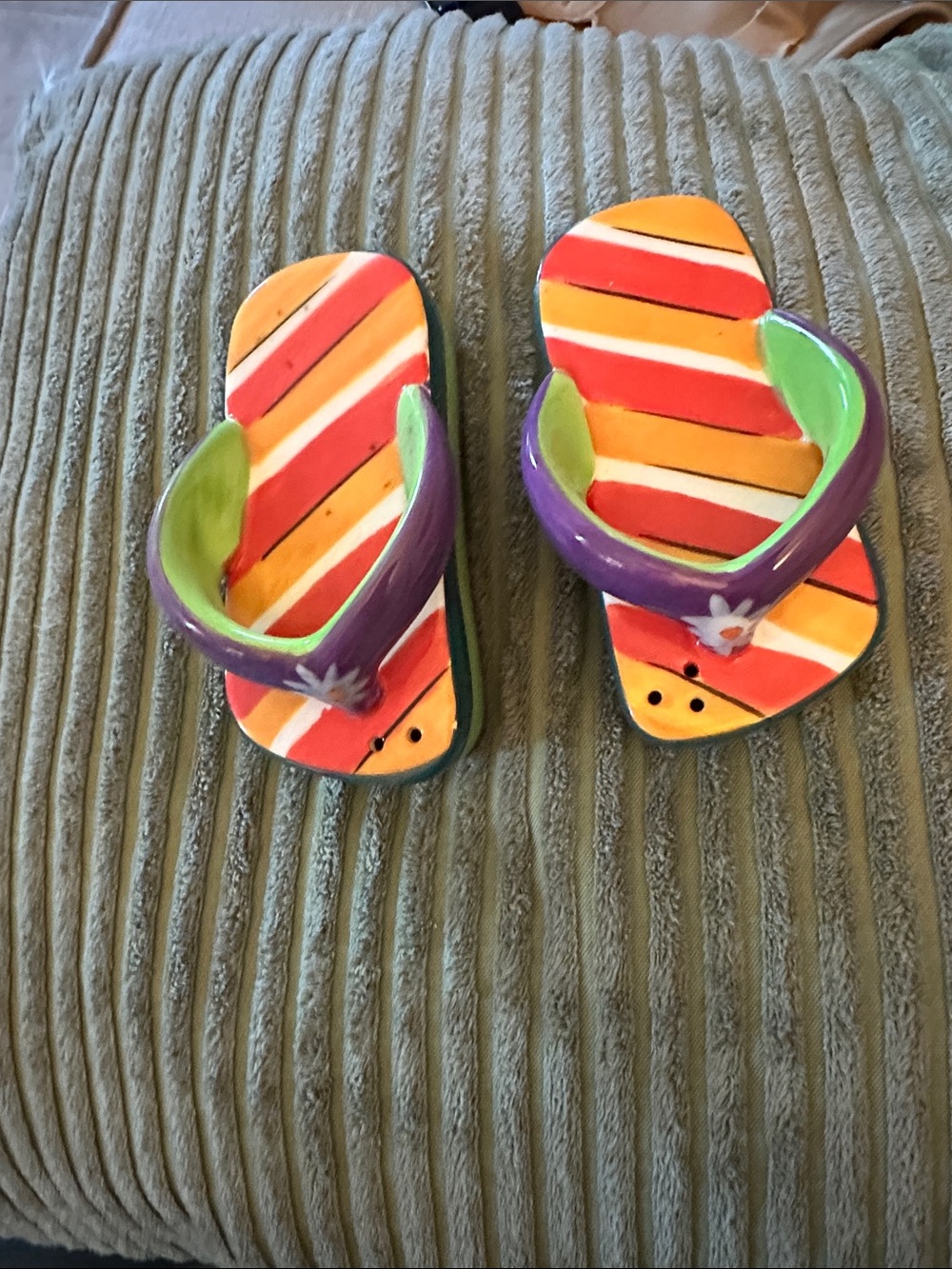 Kids Colorful Striped Flip-Flop Sandals in Orange, Red & Purple